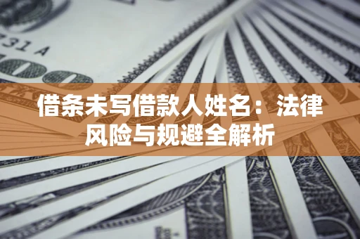 武汉借条未写借款人姓名：法律风险与规避全解析