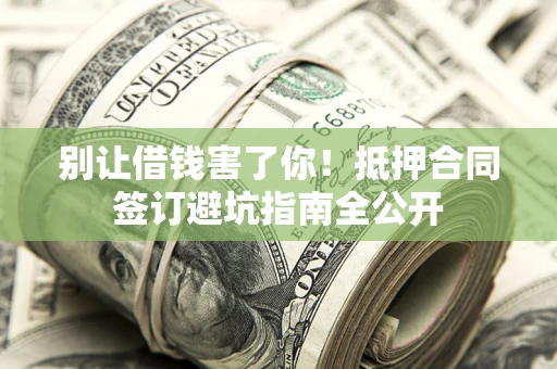 武汉别让借钱害了你！抵押合同签订避坑指南全公开